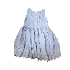 Passports Pier 1 Imports‎ Blue Cotton Eyelet Embroidered Button Front Dress L